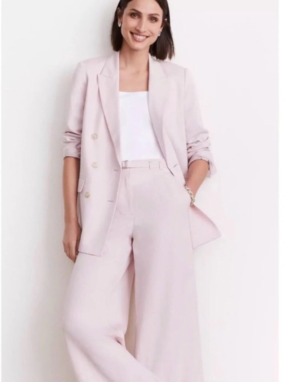 LOFT Versa Blush Pink Blazer & Wide Leg Pants Suit Set